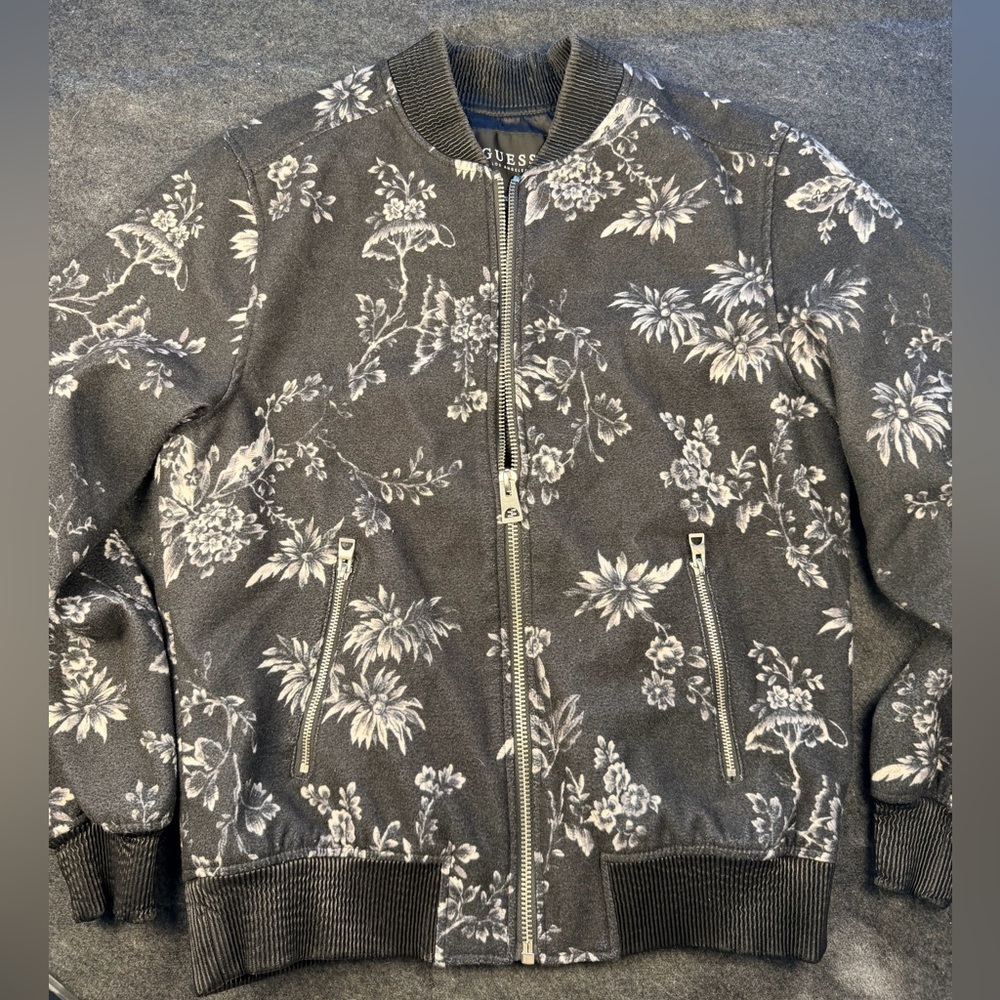 Guess Black and White Floral Jacket
